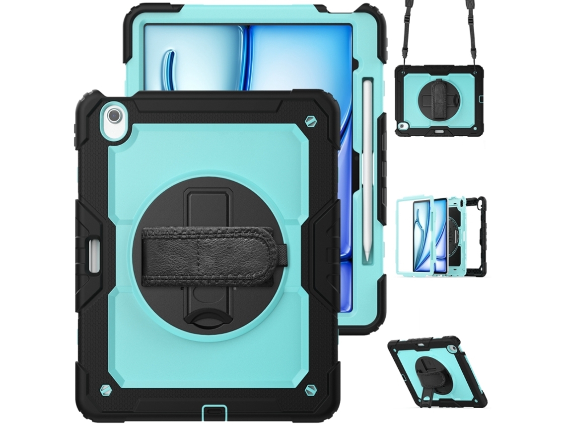 Capa Para Ipad Air 13 2026/2025/2024 13 Polegadas À Prova De Choque,com Suporte E Alça De Ombroazul Claro + Preto
