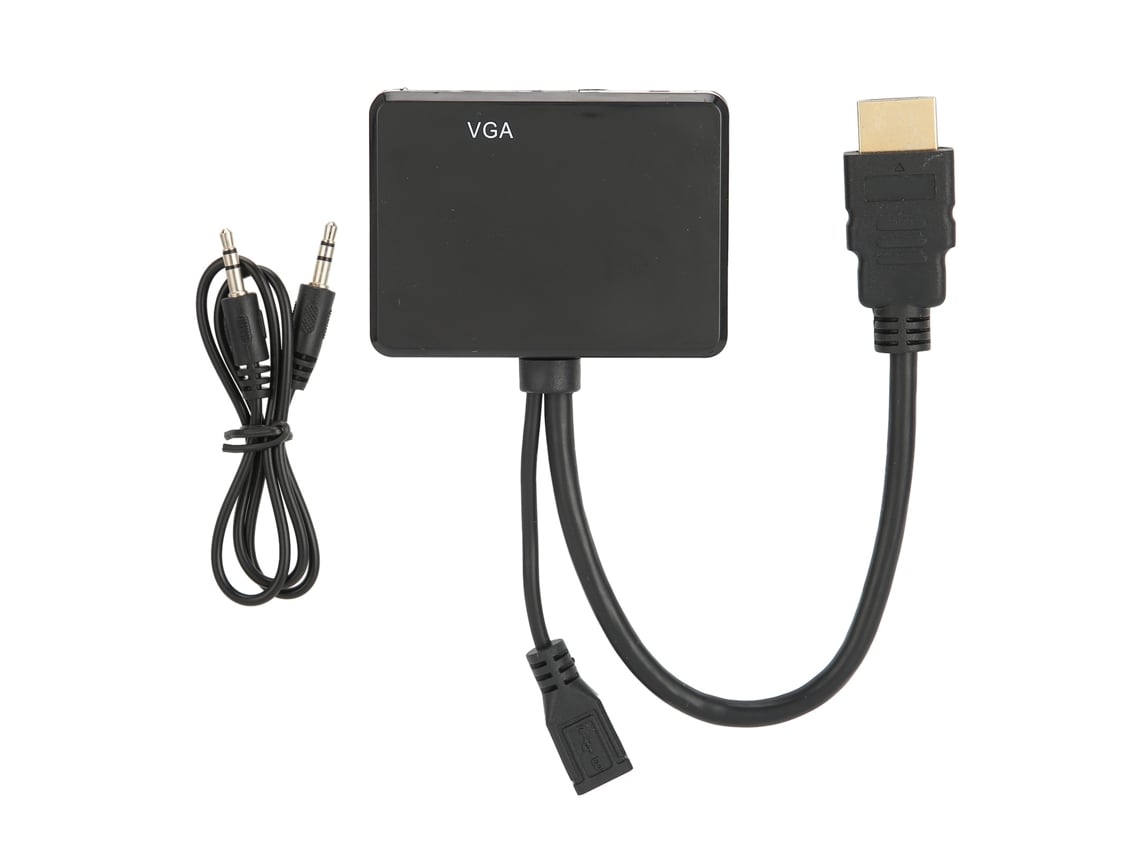 Conversor e Divisor de Sinal Hdmi para Vga e Hdmi com Saída de Áudio Preto | S/MARCA