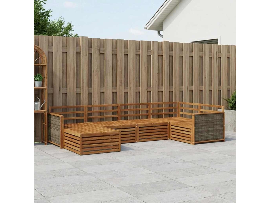 Vidaxl Conjunto De Sofás Para Exterior 6 Pcs Natural