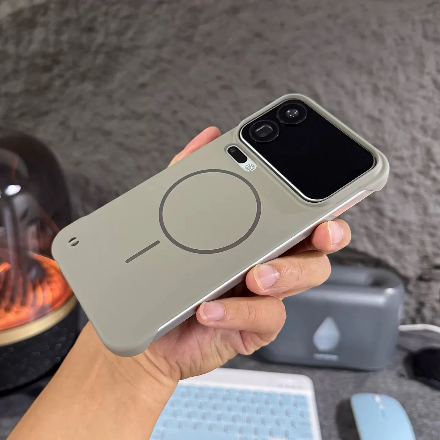 (redmi 14c Cinza) Capa Protetora Magnética Ultrafina, Feita De Material De Pc Rígido.