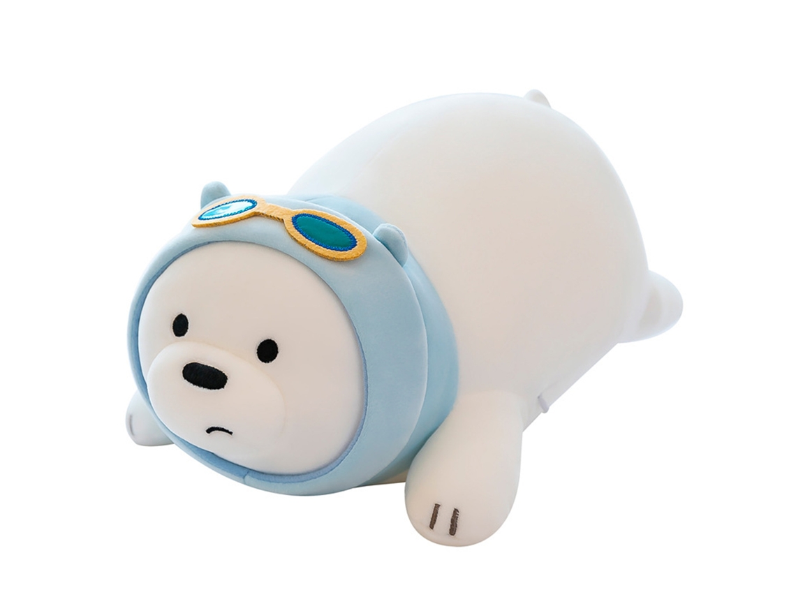 Boneco Urso com Óculos Travesseiro de Pelúcia Azul 50cm
