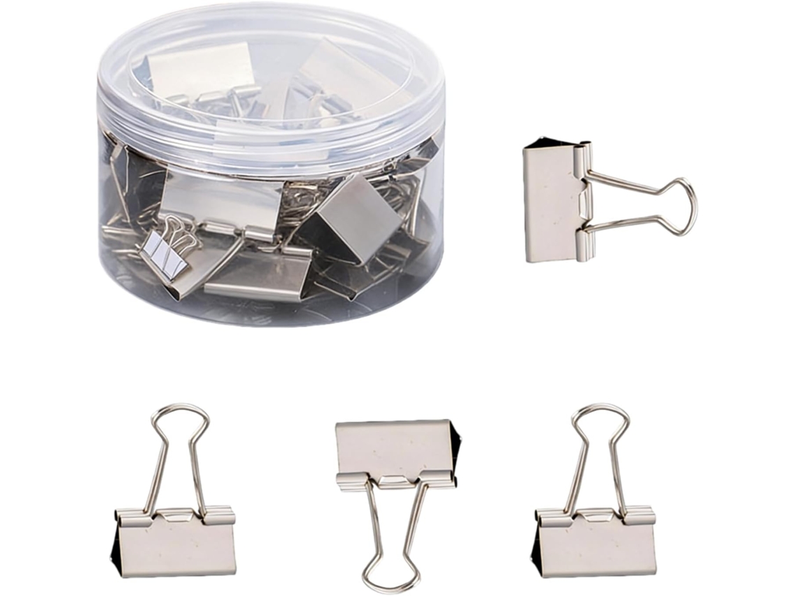 Gzbaby Pacote Com 24-clipes De Papel Médios, Clipes Dobráveis Para Escritório, Escola, Loja, Casa, Prata, 32mm
