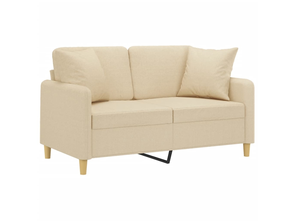 Maison Exclusive - Sofá 2 Lugares + Almofadas Decorativas 120 Cm Tecido Cor Creme