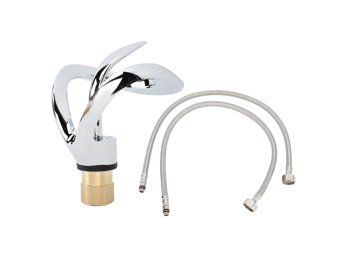 Faucet Banheiro Cobra Mão Única Quente Frio Eletroplatado