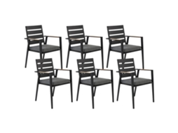 Conjunto De 6 Cadeiras De Jardim Com Almofadas Beliani Taviano De Alumínio Preto 54x58x86