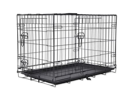 Cesto dobrável Dog Fancy M, com duas portas, dimensões 75 × 46 × 53 cm