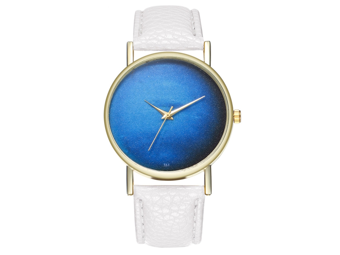 Relógio Analógico de Pulso com Pulseira Pu, Movimento de Quartzo, Estilo Simples, Branco