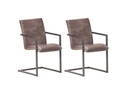 Vidaxl Cadeiras De Jantar Cantilever 2 Pcs Couro Genuíno Castanho