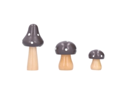3pcs de ornamentos de cogumelo de madeira decorativos | S/MARCA