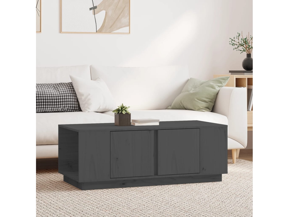 Vidaxl Mesa De Centro 110x50x40 Cm Madeira De Pinho Maciça Cinzento