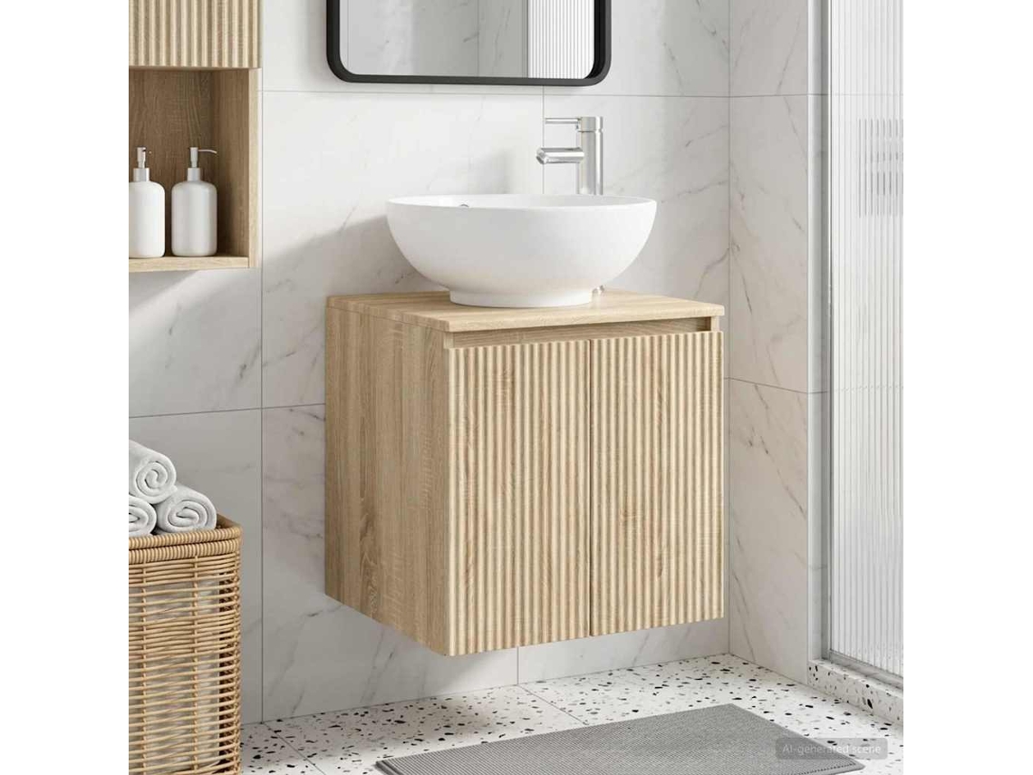 Vidaxl Vaidade Com Pia Suspensa Carvalho Sonoma 49,5 X 44,5 X 65 Cm
