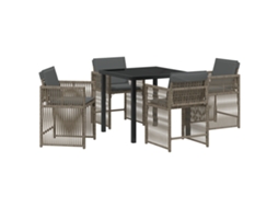 Conjunto 5 De Jantar De Jardim De Vidaxl Com Travesseiros Cinza Vime Pe