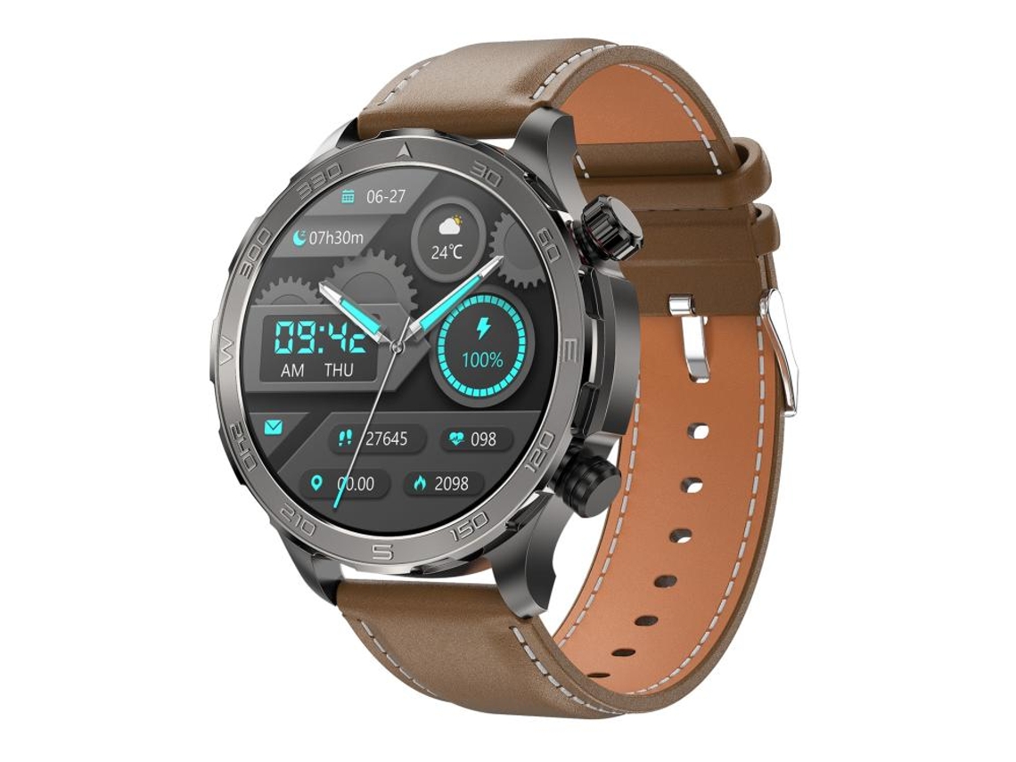 (Marrom) Smartwatch Bt5.0, pulseira de tecido de 1,53 polegadas, classificação de resistência à água IP67, compatível com chamadas Bluetooth.
