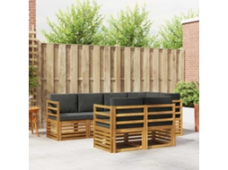 Vidaxl Conjunto De Sofás Para Exterior 7 Unid. Natural E Antracite
