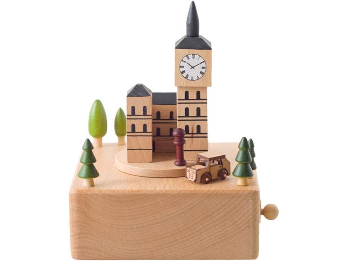 Caixa De Música De Madeira - Presente Ideal Para O Dia Dos Namorados, Aniversário Ou Viagem - Modelo Big Ben De Londres Com Pequeno Som (mar