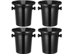 Conjunto de 4 Cuspidoras Recipientes Gelo para Degustação Vinhos, em Plástico Preto, Redondas, CHABERLU