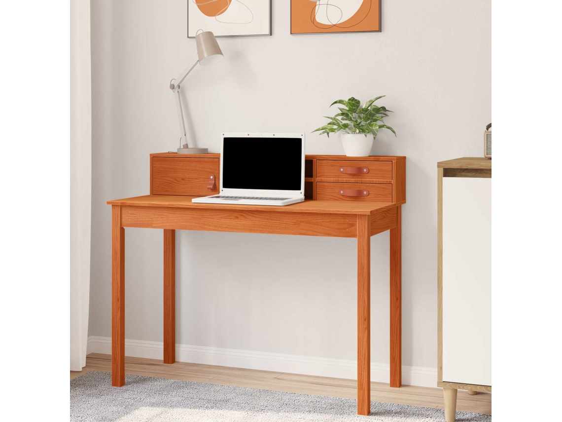 Vidaxl Mesa Marrom Cera 110 X 50 X 93 Cm Madeira De Pinheiro Sólido