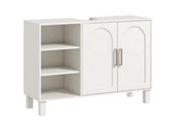 Armário De Banheiro, Design Moderno, Prateleiras Ajustáveis, Branco