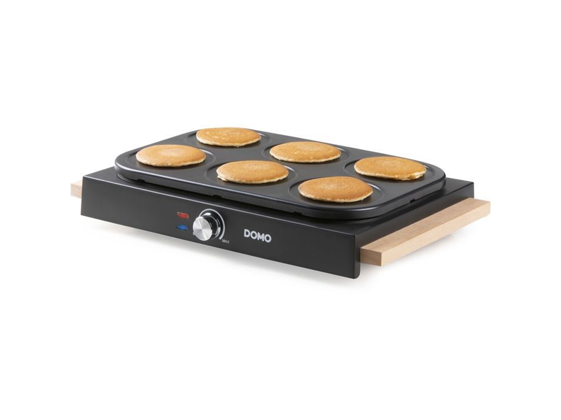 Ferro De Crepe, Domo, Do8717p, 1000 W, Faz 6 Crepes(11, 5 Cm De Diâmetro), Termostato Ajustável, Preto/ Madeira