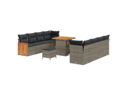 Conjunto 11 Sofá De Jardim Vidaxl Cinzento Vime Pe (231 X 62 X 85 Cm)