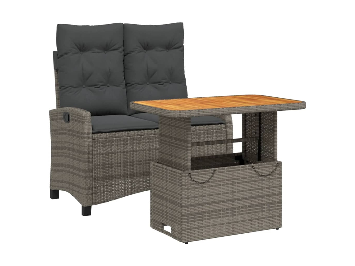 Conjunto de 2 Jantares para Jardim com Almofadões Vime Pe Cinza MAISON EXCLUSIVE
