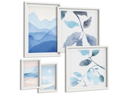 Conjunto De Pinturas Natureza Azul Minimalista Espelharte (5 Peças)