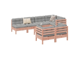 Vidaxl 8 Pcs Conj. Sofás Jardim C/ Almofadões Madeira Abeto-de-douglas