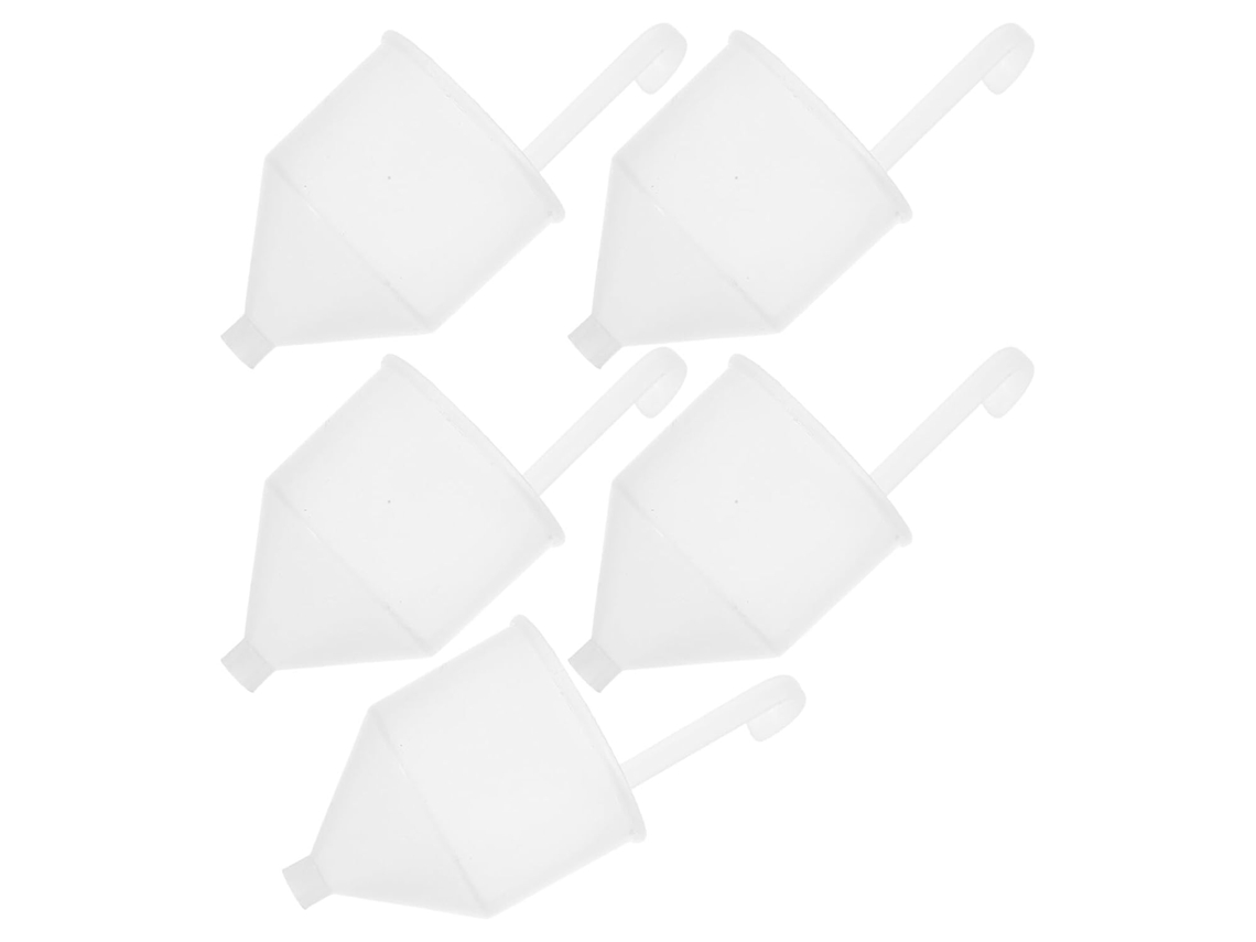 Conjunto De 5 Funis De Plástico Branco Reutilizáveis E Portáteis Para Teste