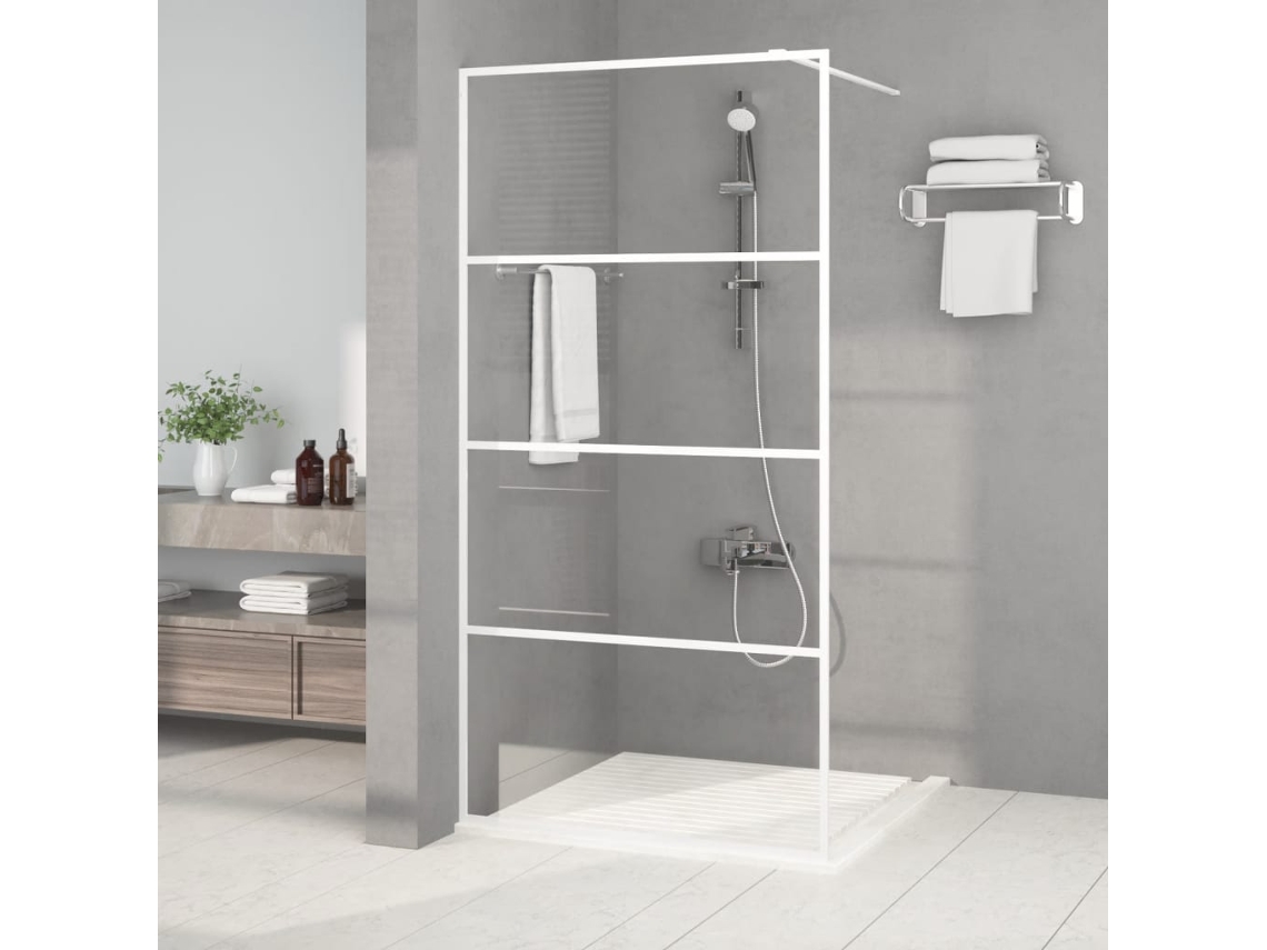 Vidaxl Divisória De Chuveiro Branco 100x195 Cm Vidro Esg Transparente