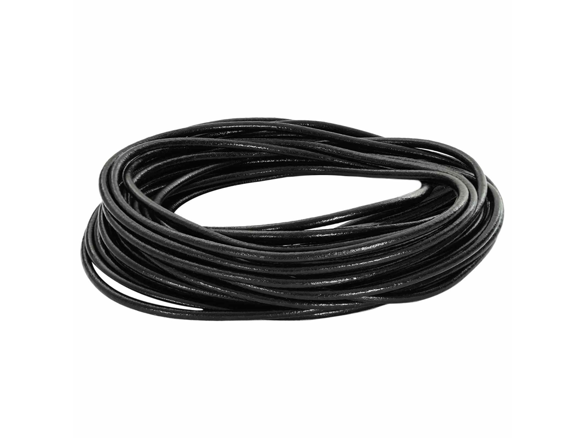 Vidaxl Corda De Couro 1 Preto Ø2,5 Mm X 50 M Couro