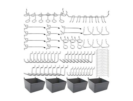 Suportes Para Ferramentas Com Ganchos Para Painel Perfurado, Bandejas E Fixadores Para Organizar Diversas Ferramentas. Qjh (80 Peças)