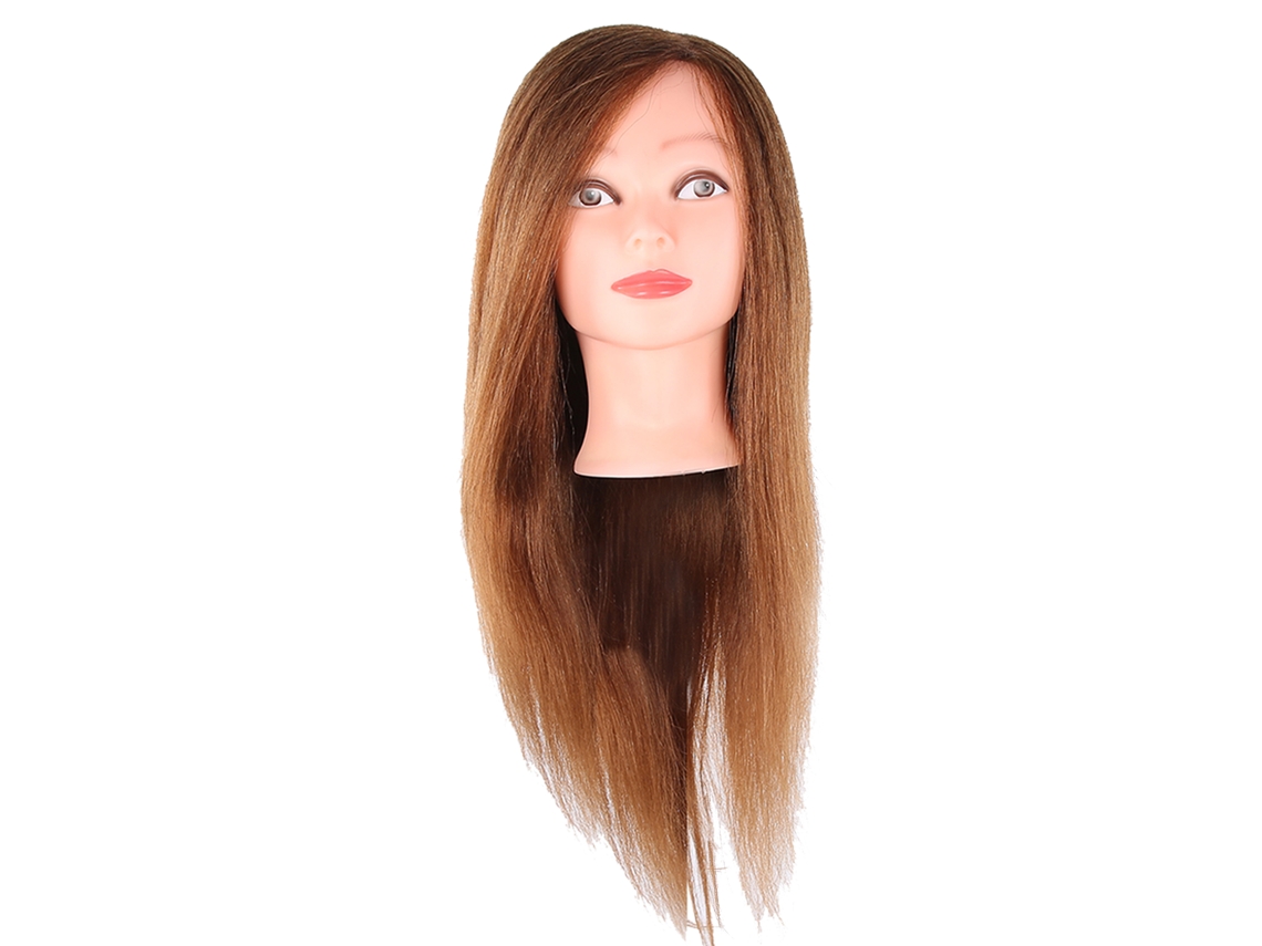 Cabeça De Boneca Para Prática De Cabeleireiro Com Cabelo Real E Sintético 60-65cm Ideal Para Escolas E Salões