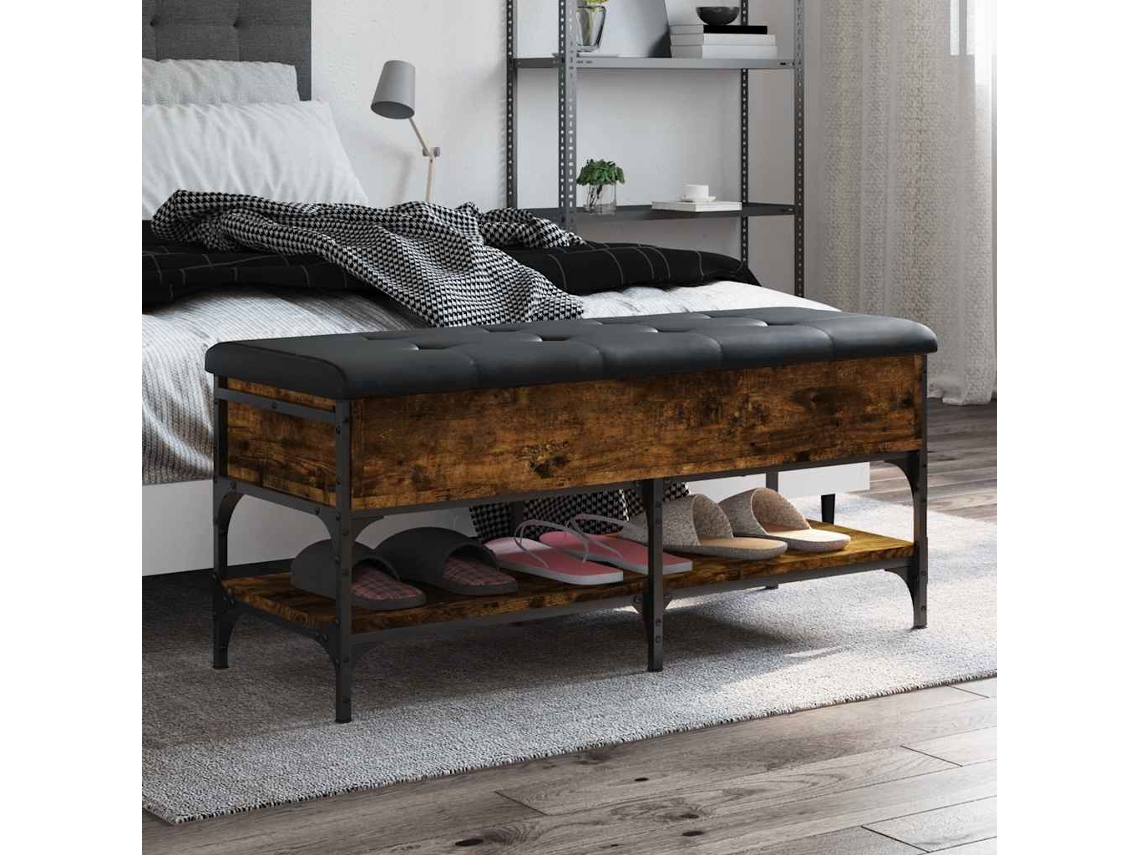 Vidaxl Banco Sapateira 102x42x45 Cm Derivados Madeira Carvalho Fumado