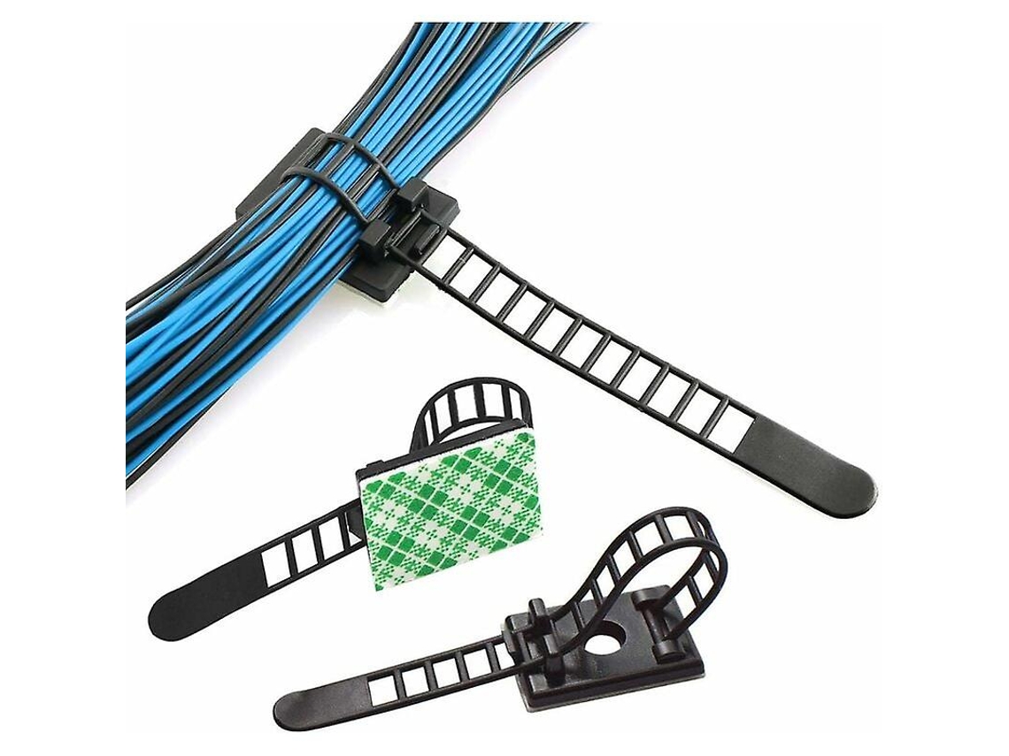 50 Peças de Cable Tidy Ajustável Adesivo, Organizador de Cabos Reutilizável para Tv Pc Escritório Casa Preto 11.5cm
