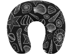 Almofada Formato de U com Conchas Praia, Viagem Lavável, Suporte Cervical Espuma Viscoelástica, Acessório