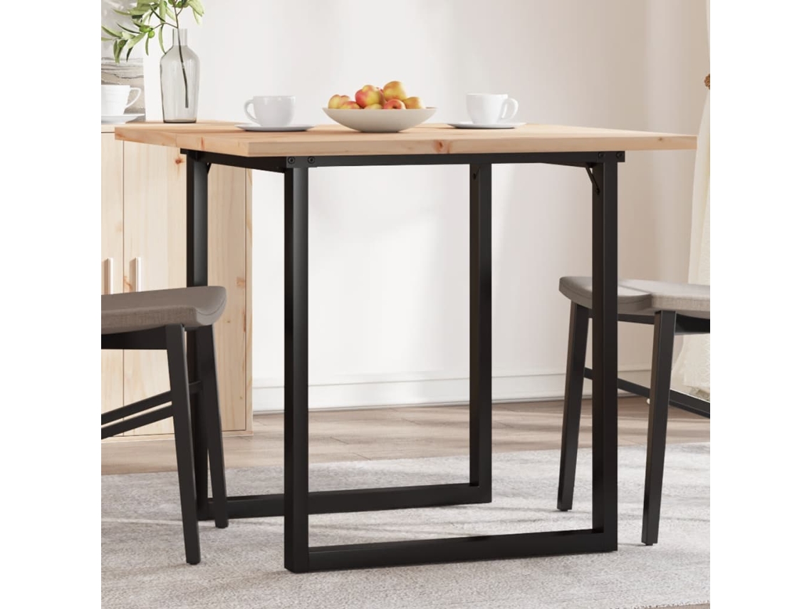 Vidaxl Mesa De Jantar Estrutura Em O 90x90x75,5 Cm Pinho/aço