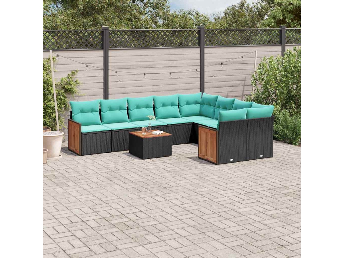Conjunto de Sofá de Jardim com 12 Peças e Almofadas em Rattan Sintético Cinza VIDAXL