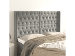 Cabeceira Cama C/ Abas Veludo 163x16x118/128 Cm Cinzento-claro