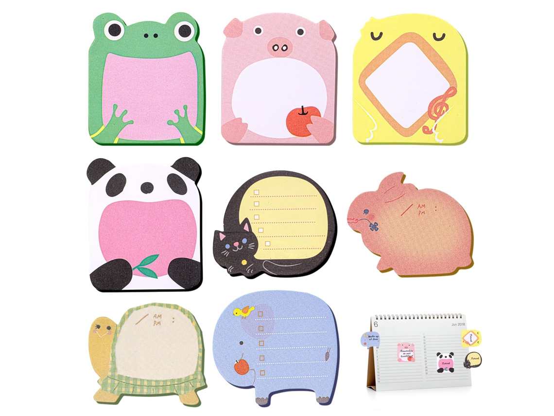 Pacote com 24 Blocos de Notas Adesivas, Blocos de Notas Adesivas Fofos, Blocos de Notas Adesivas com Animais MDUG