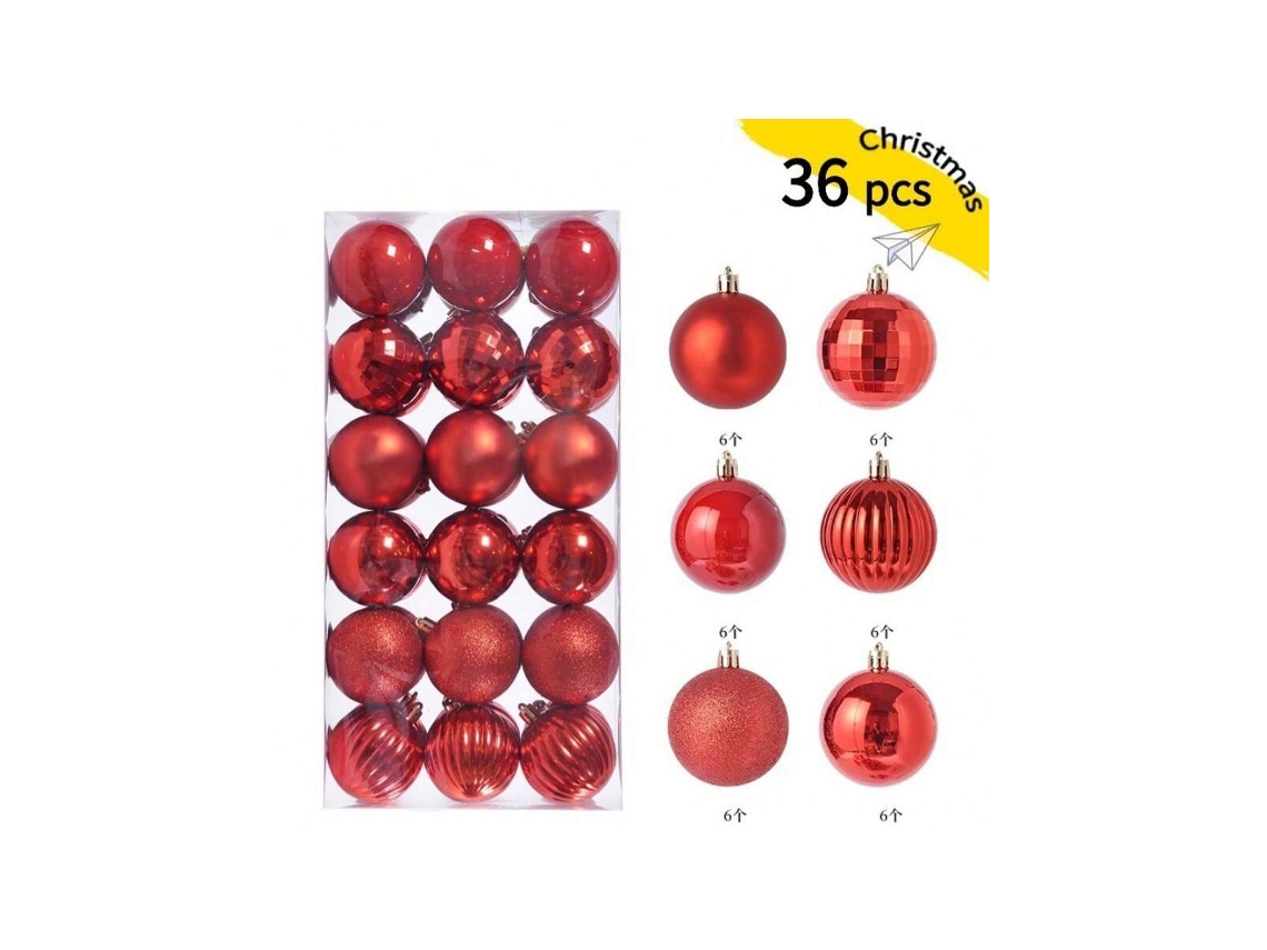 Bola De Natal Vermelha, Vermelho, 6cm Igvtrade