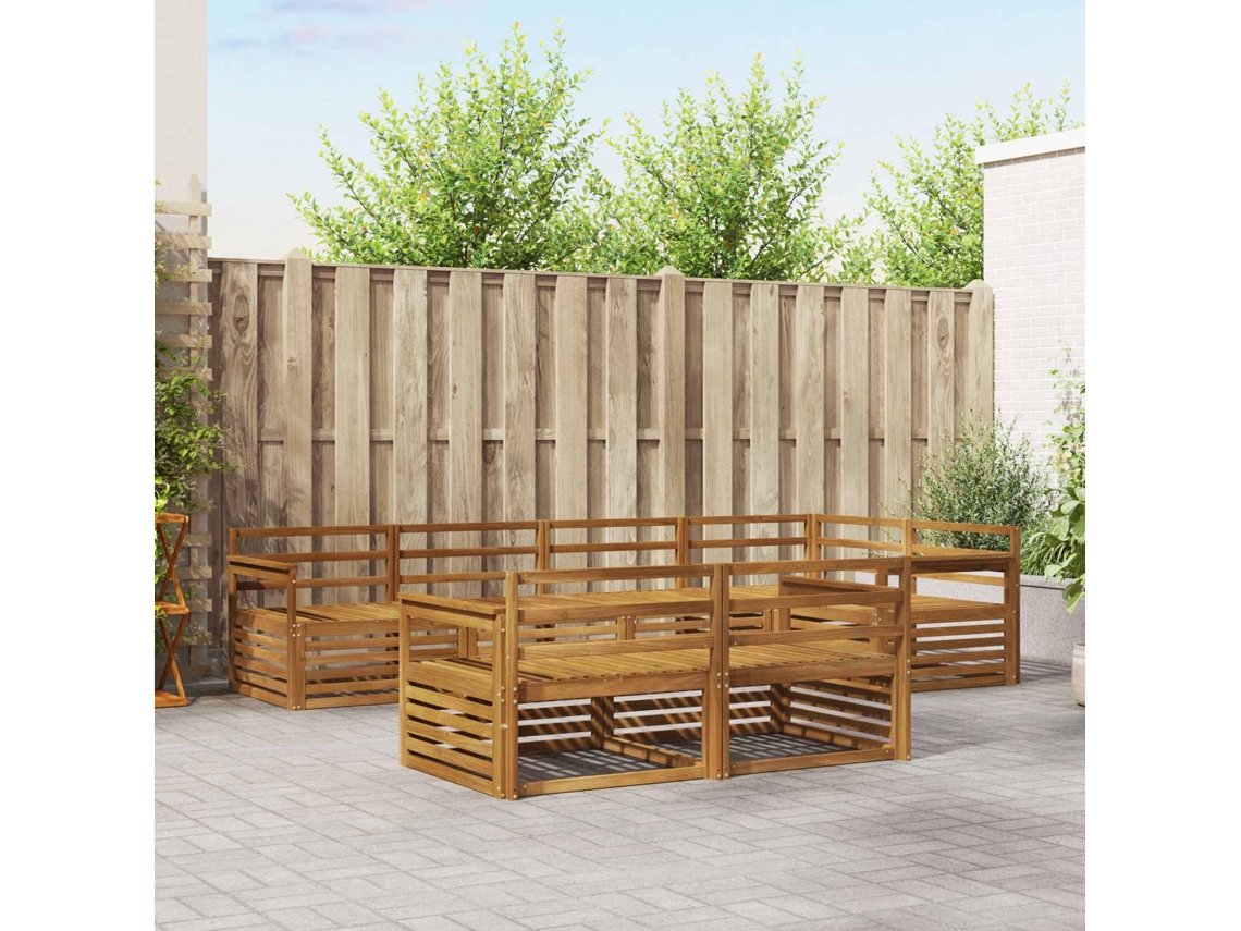 Vidaxl Conjunto De Sofás Para Exterior 7 Pcs Natural