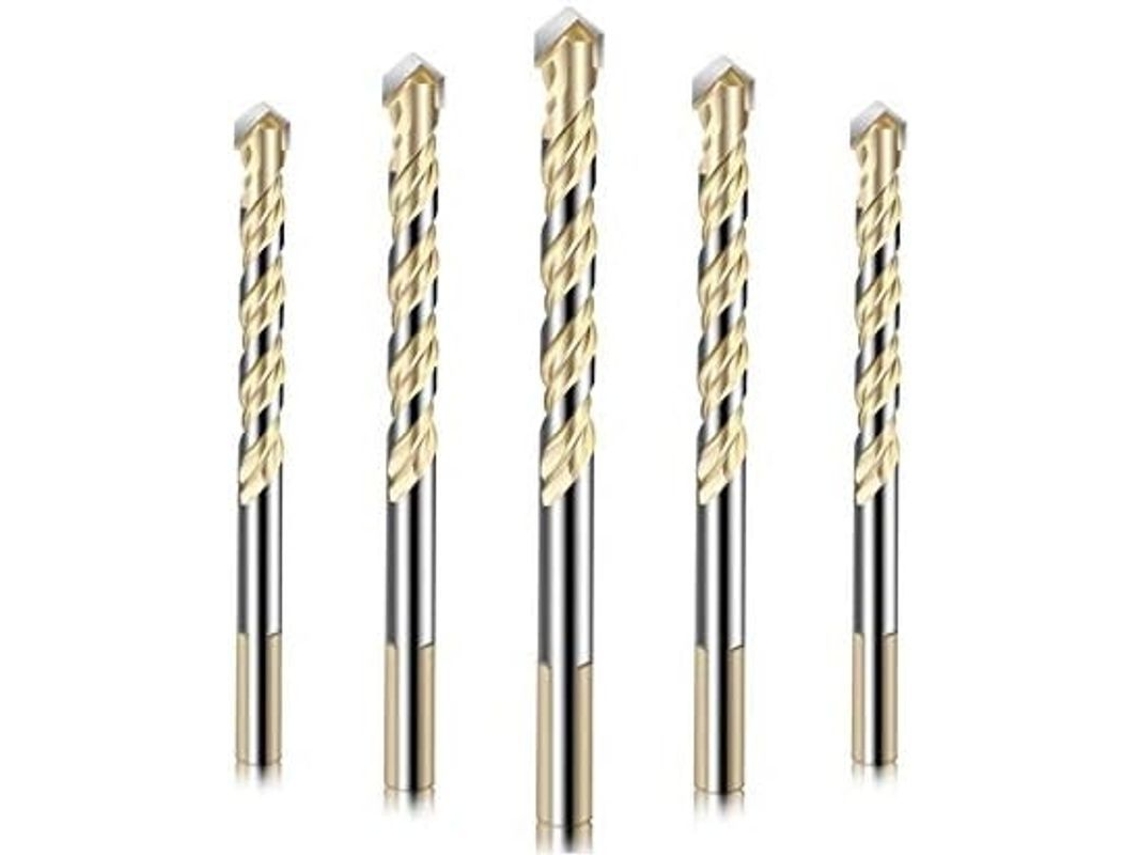 Conjunto De 5 Brocas De Vidro E Azulejo De Liga Com Tamanhos 6mm, 8mm, 10mm E 12mm Para Concreto, Madeira E Plástico