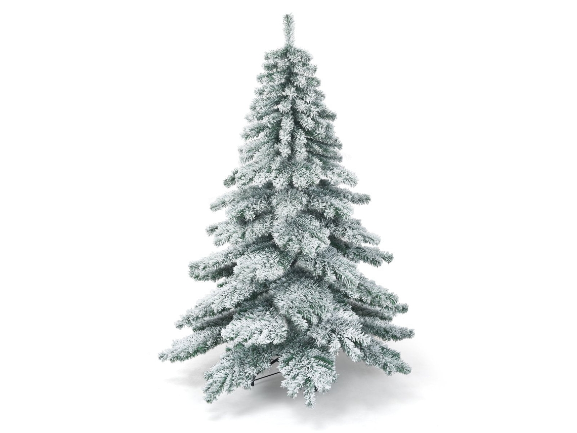 Árvore De Natal Artificial 180 Cm Com Flocos De Neve E Pontas Em Pvc Verde E Branco