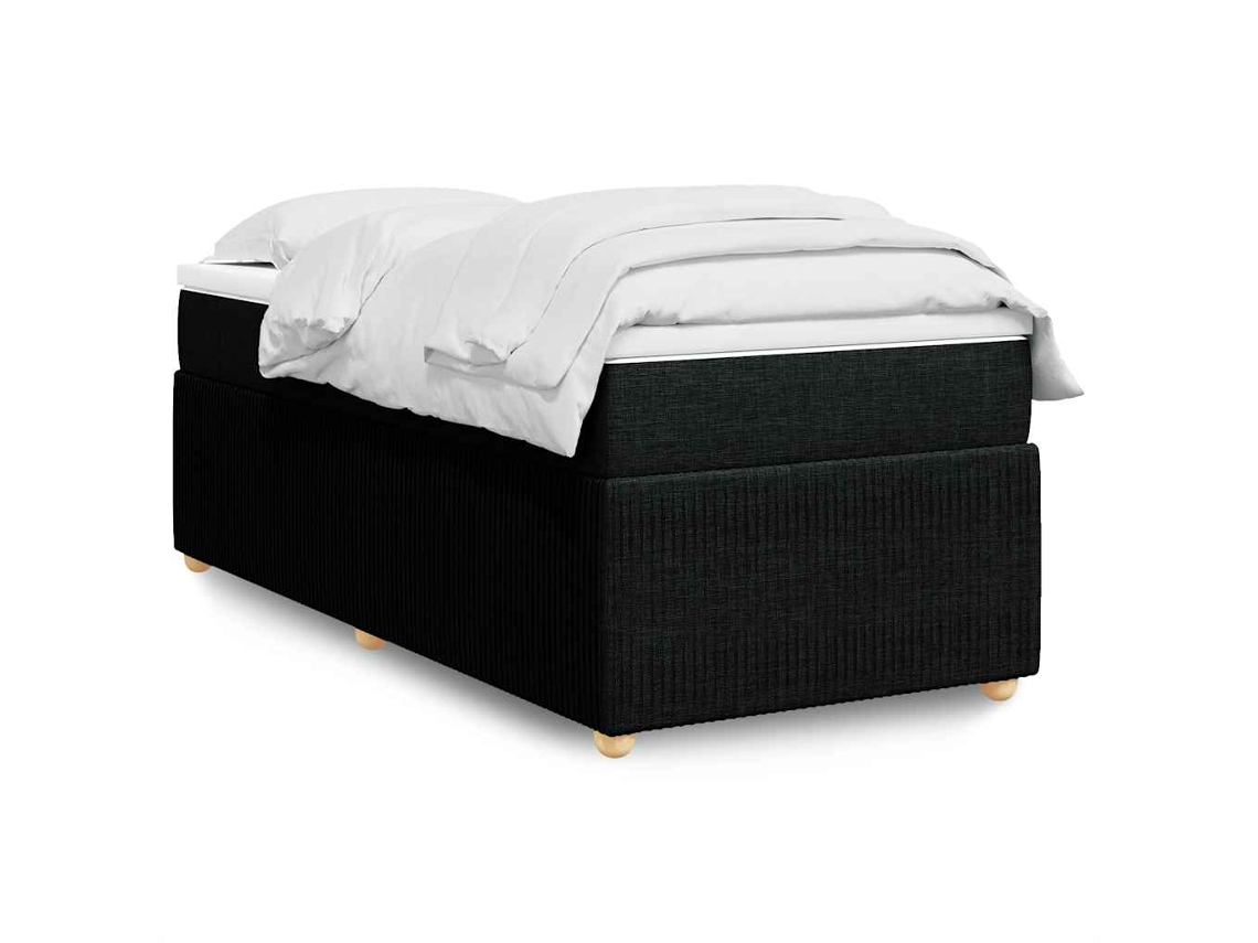 Vidaxl Cama Com Molas/colchão 90x200 Cm Tecido Preto