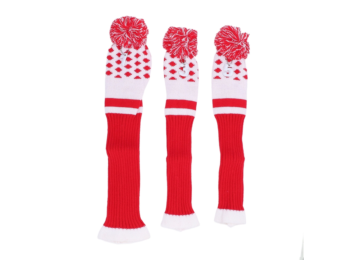 20263pcs Fundas Para Cabezales De Palo De Golf Tejidas Con Rayas Y Pompón Ajuste Seguro Rojo 1 3 5