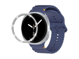 Pulseira De Silicone Com Bisel De Diamantes E Fivela Com Costura Ondulada.