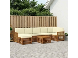 Vidaxl Conjunto De Sofás Para Exterior 7 Pcs Natural E Creme