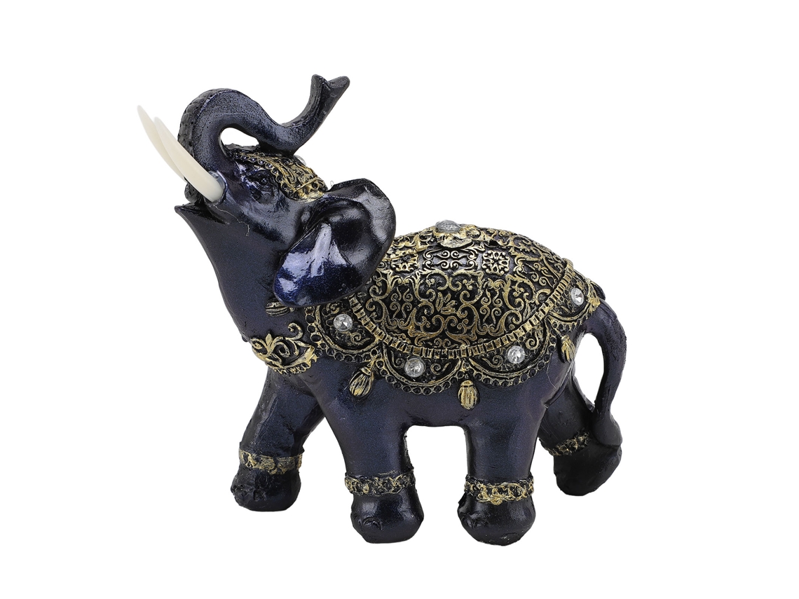 Estatueta de elefante em resina Baok, estátua Feng Shui para atrair dinheiro, decoração para casa, presente de boas-vindas, azul G