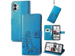 Capa De Couro Para Celular Nothing Phone 2 Com Fecho De Quatro Folhas E Fivela Em Relevo