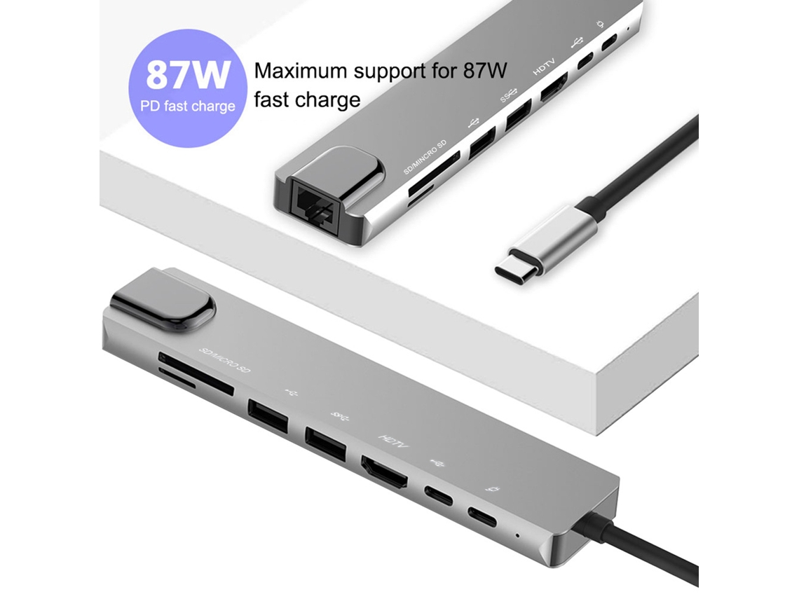 Conector LAXISCREED 8 em 1 Type c com Saída 4k e Carregamento Pd